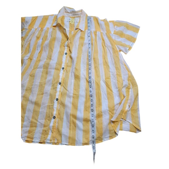 We The Free Float Away Striped Top Yellow Striped Oversized Button Shirt - Picture 3 of 7